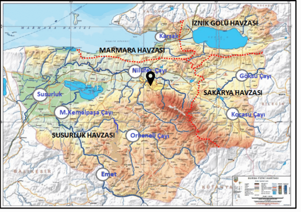 Figure 12.The map location of the Deliçay spring water